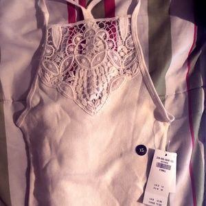 Hollister White Tank with Lace
